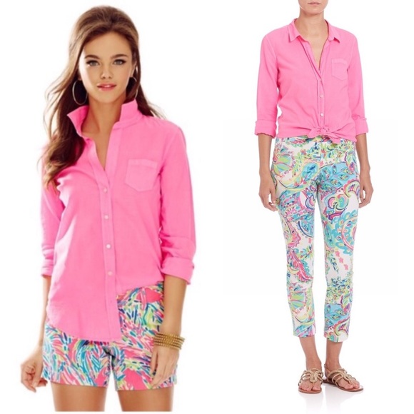 Lilly Pulitzer Tops - Lilly Pulitzer Ana Maria Button Shirt - Capri Pink